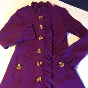 Long pea coat in eggplant sz Med (boutique)